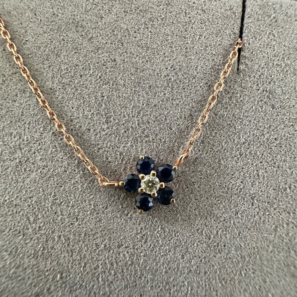Ferko’s Fine Jewelry Blue Sapphire and 14k Rose Gold Necklace 18” - new - Picture 4 of 4